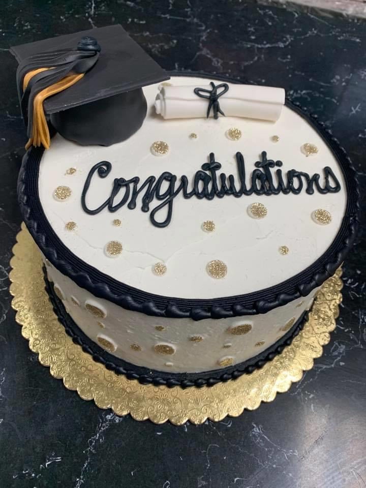 Glitter Dots Graduation Cake Pictured With Added Edible Cap Tamara